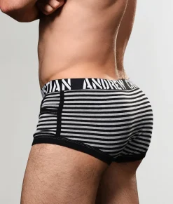 Trunks<Andrew Christian Almost Naked Prison Pocket Trunk Black/Grey Stripe