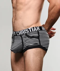 Trunks<Andrew Christian Almost Naked Prison Pocket Trunk Black/Grey Stripe