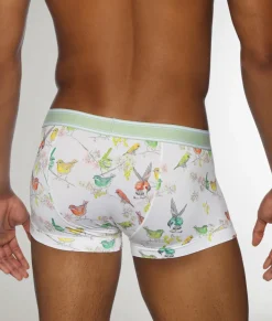 Trunks<Parke u0026 Ronen Parke & Ronen Bird Song Low Rise Trunk Bird Song White