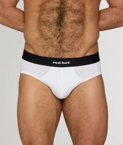 Briefs<Red Hot Core Duo Tone Hip Brief White