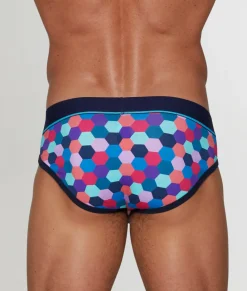 Briefs<Unsimply Stitched Honeycomb Brief Blue Pink Multi